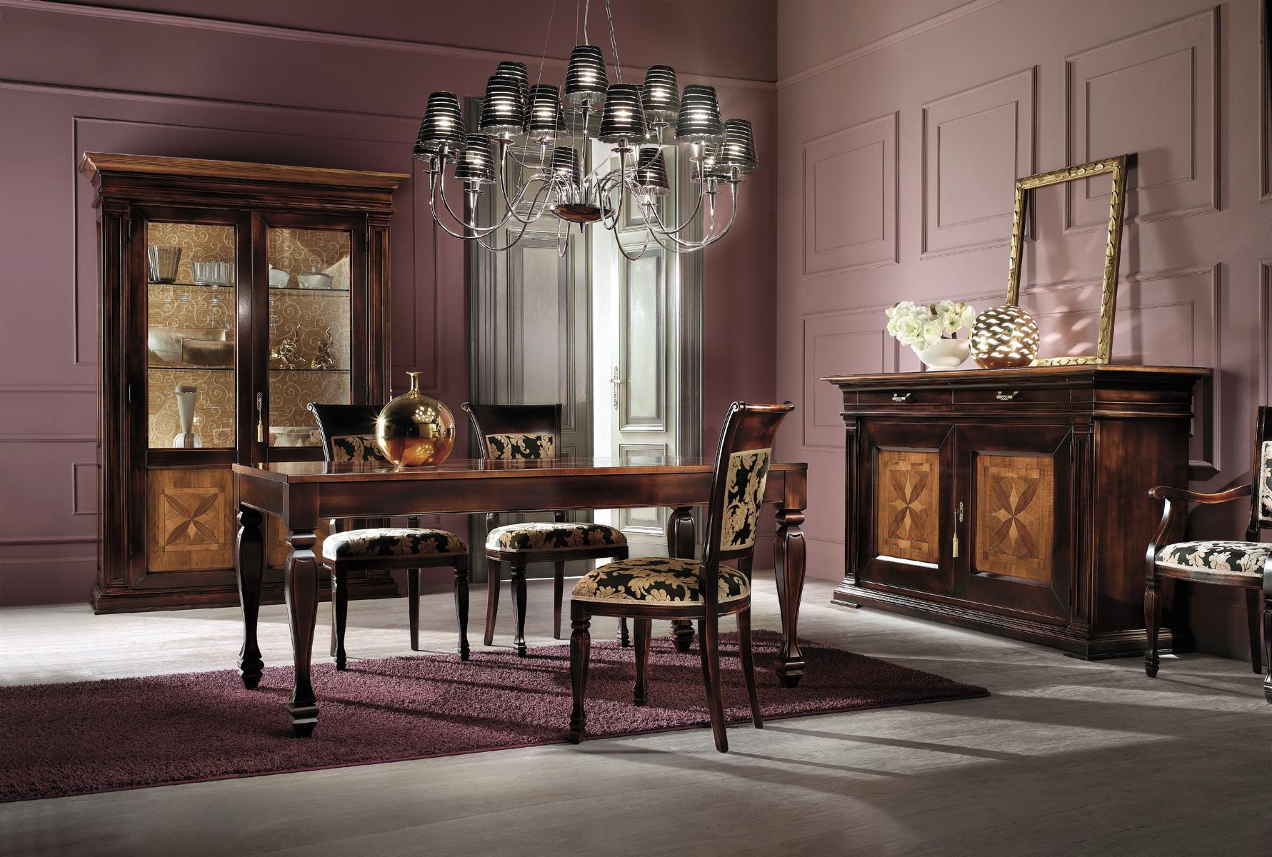Esszimmer Set Garnitur Kommode Stühle 4x Vitrine Gruppe Essgarnitur Tisch 7tlg.