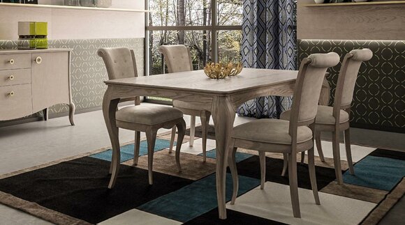 Esstisch Garnitur Esszimmer Möbel Einrichtung Gruppe Tisch + 6 Stuhl Set 7tlg.