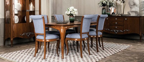 Möbel Möbelgruppe Tisch mit Stühlen + 6 Esstischset 7tlg. Esszimmer