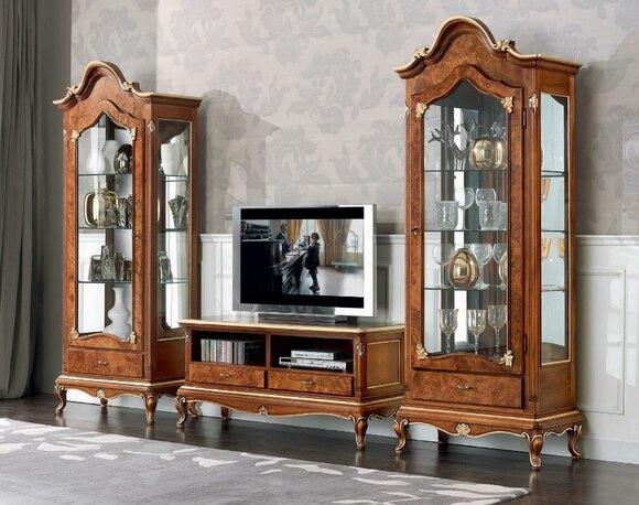 Wohnwand Set 3tlg. Wohnzimmer rtv Vitrine Anrichte Regal Luxus Wandschränke