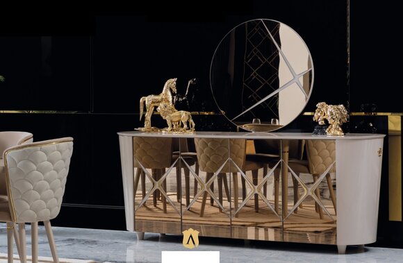 Kommoden Schrank Regal Konsole Möbel Holzschrank Italy Set 2tlg. Kommode Spiegel