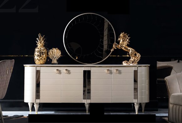 Kommode Spiegel Holz Kommoden Garnitur Modern Schrank Konsole Möbel Neu Set 2tlg