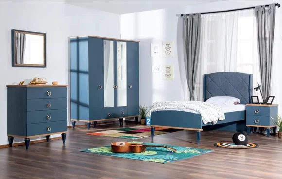 Kinderzimmer Jugendzimmer Schlafzimmer Möbel Komplett Set Blaues 4tlg.