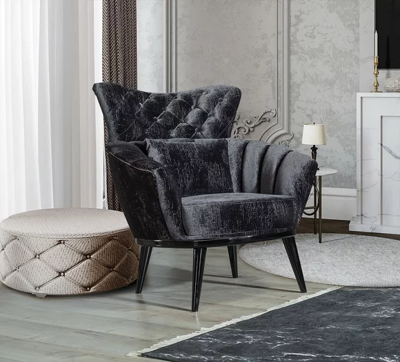 Möbel Design Sessel Modern Design Sessel Textil Wohnzimmer schwarz