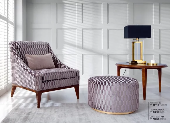 Garnitur Wohnzimmer Sessel Couchtisch Hocker Sitzer Stoff 3tlg Set