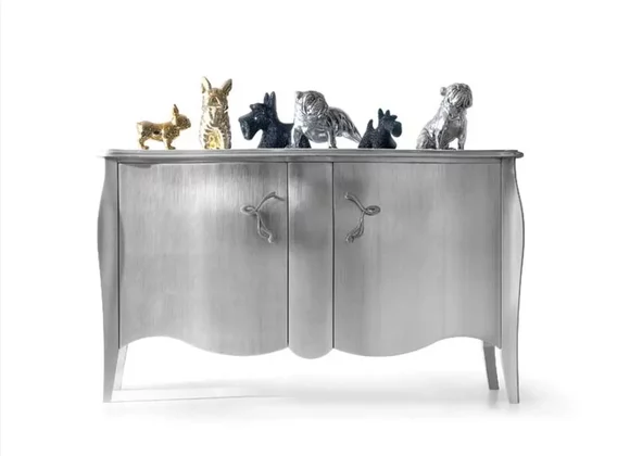 Silbernes Sideboard Kommode Anrichte Schränke Kommoden Holz Silber