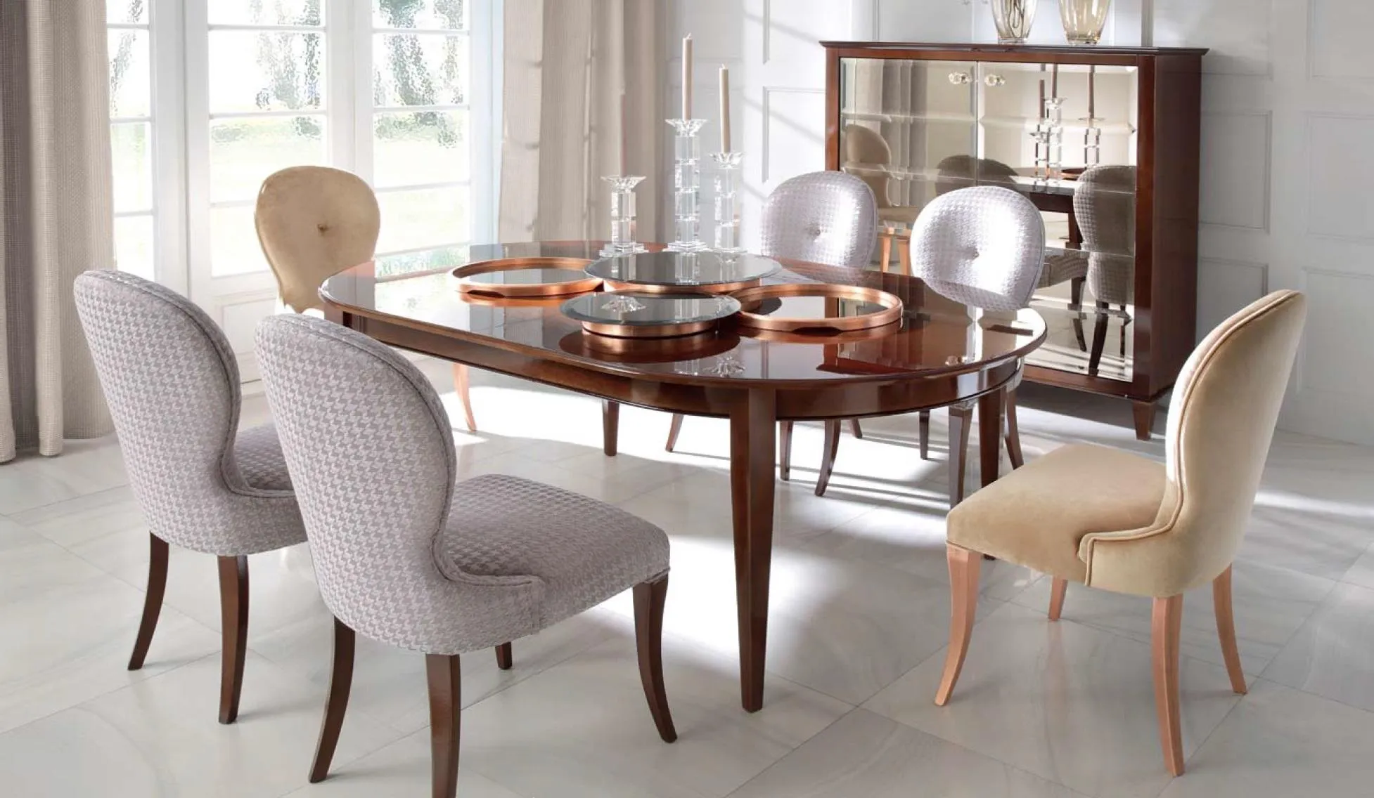 Luxus Esstisch Hochglanz Braun Esszimmer Set 6 Stühle Tisch Holz 7tlg.
