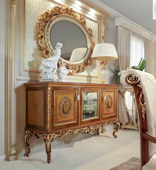 Wandspiegel Spiegel Gold Deko Oval Barock Wohnzimmer Design 154x127