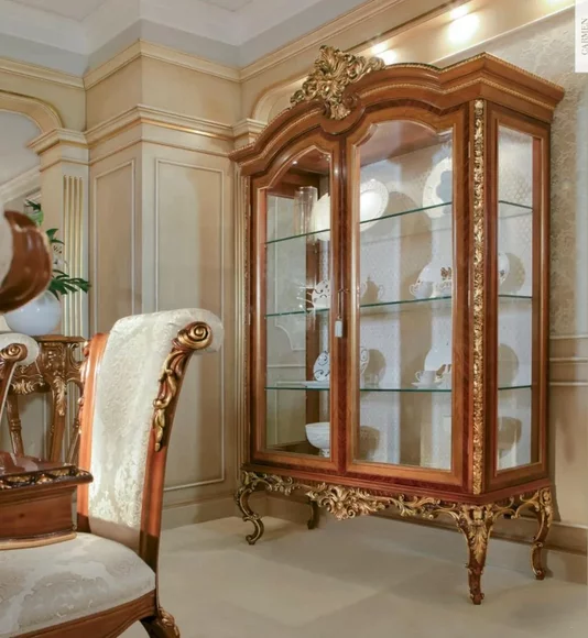 Vitrine Schränke Vitrinen Holz Luxus Glasschrank Möbel Barock Schrank
