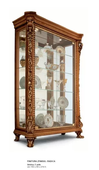 Vitrine Schränke Vitrinen Holz Luxus Glasschrank Schrank Braun Barock