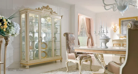 Vitrine Schränke Vitrinen Holz Luxus Wohnzimmer Möbel Schrank Beige