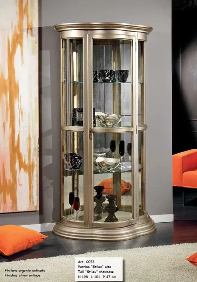 Klassisch Vitrinen Glas Schrank Vitrine Holz Wohnzimmer Luxus Braun