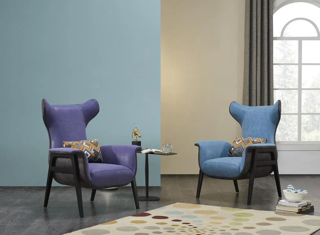 Luxus Einsitzer Sessel Blau Wohnzimmer Polstersessel Möbel Modern