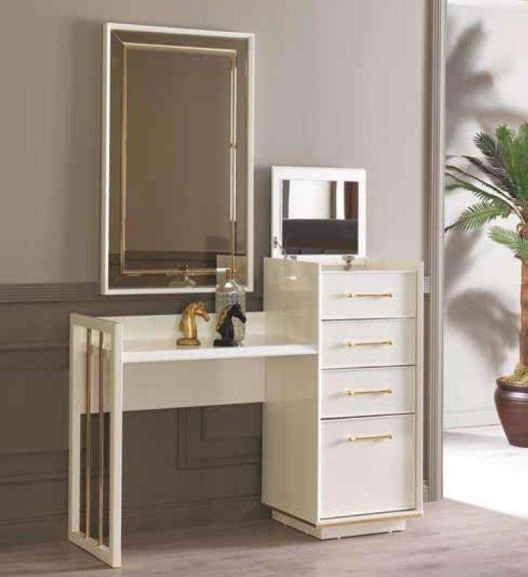 Schminktisch mit Spiegel Design Luxus Konsole Kommode Schlafzimmer