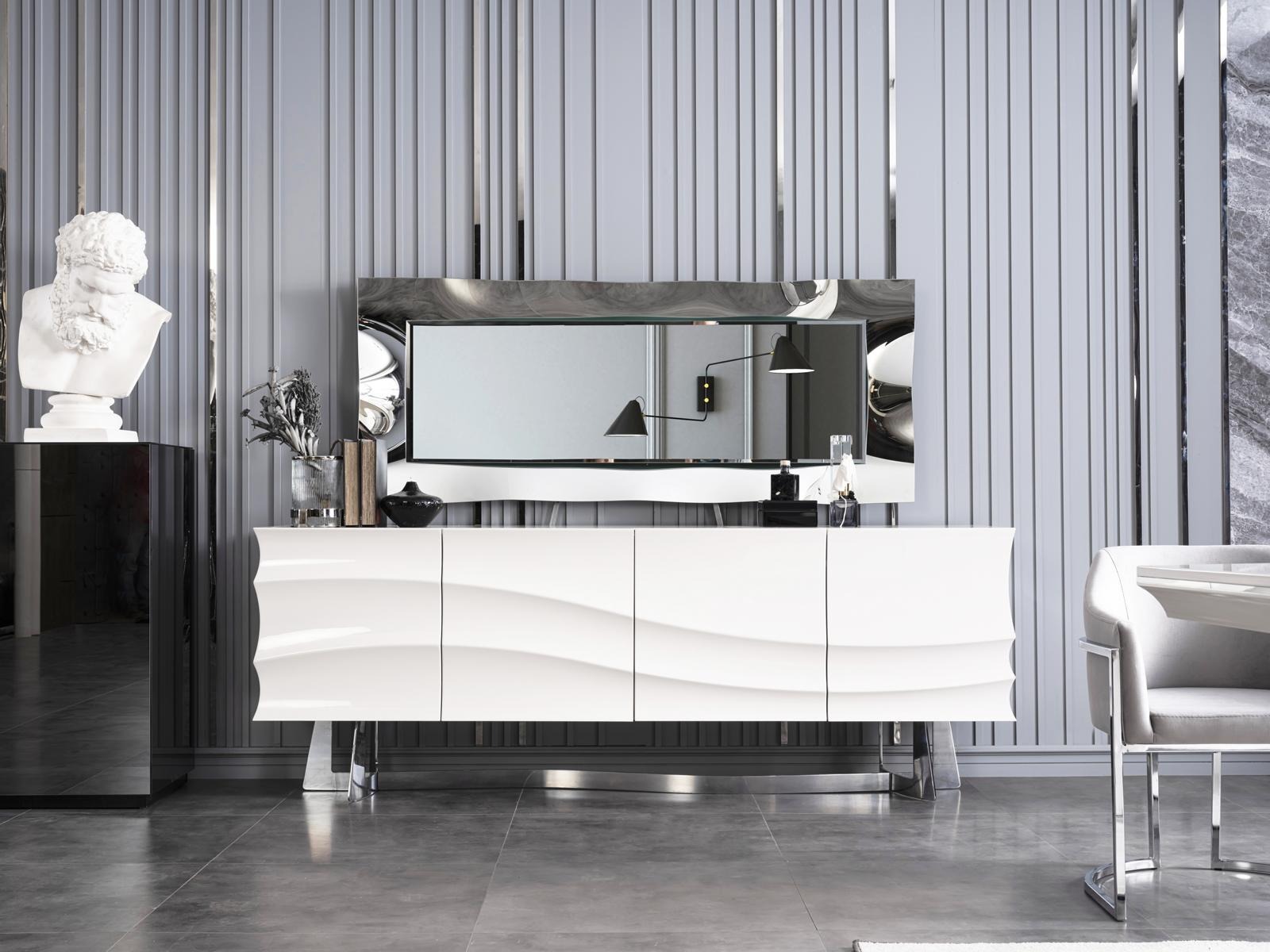 Sideboard + Spiegel Wohnzimmer Wohnmöbel Holz Schminktisch Kommode Neu
