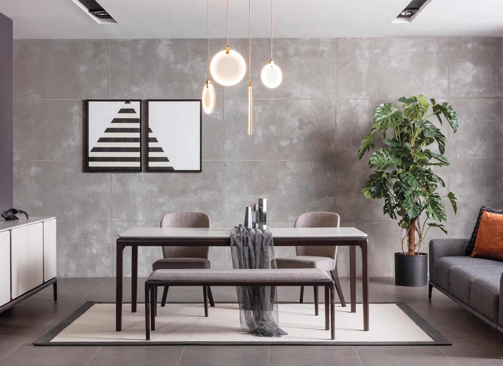 Esszimmer Esstisch Luxus Möbel Design Material Holz Moderner grau