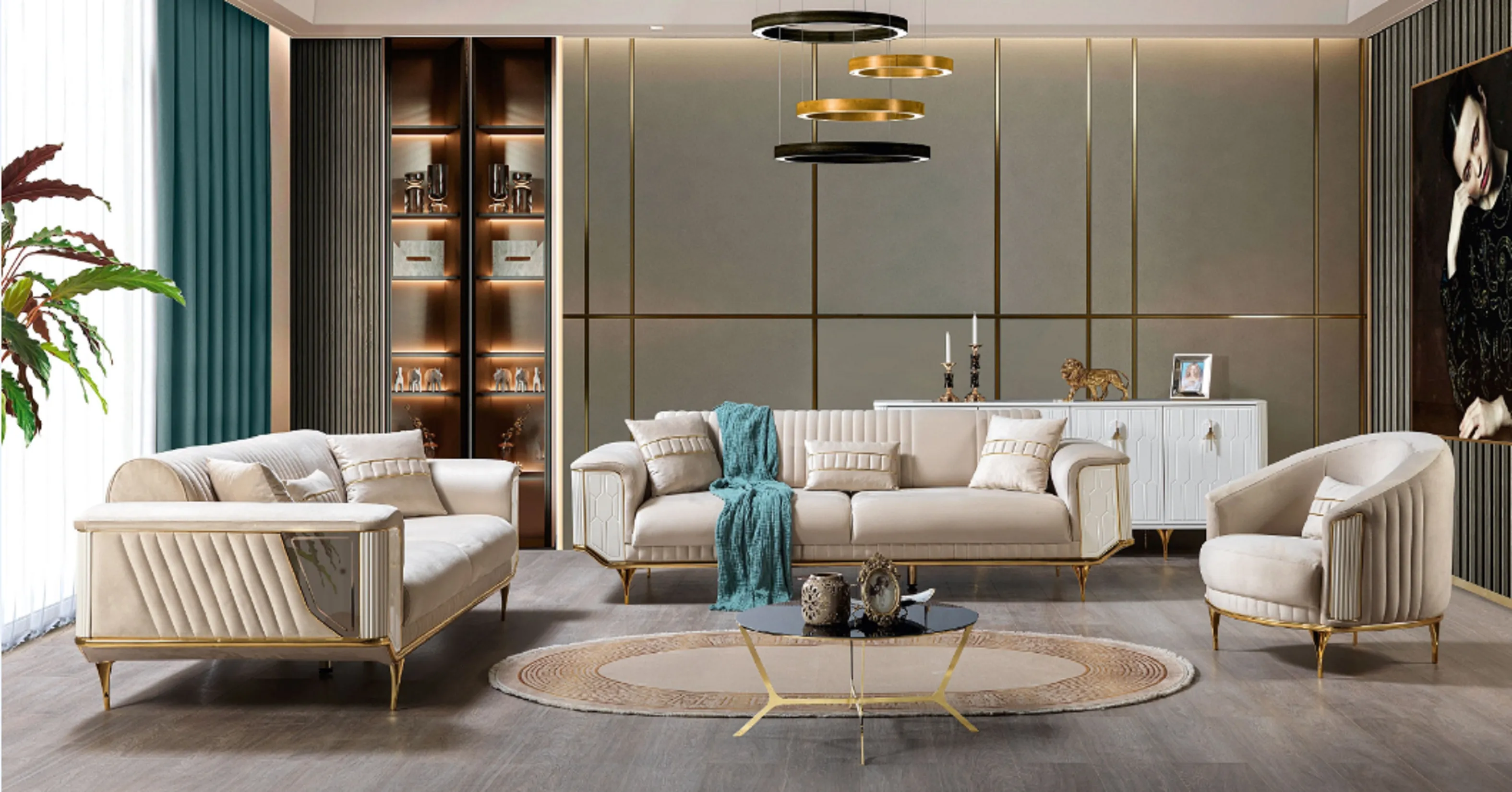 Sofagarnitur 3+3+1 Sitz Couch Möbel Wohnzimmer Einrichtung Sofa