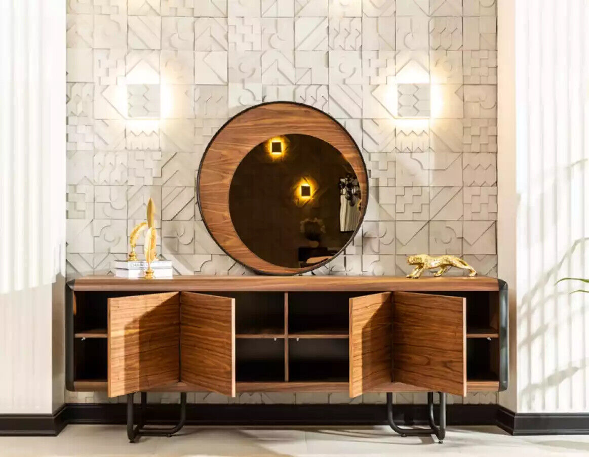 Luxus Sideboard Spiegel Holz Konsole Gruppe Schubladen Kommoden Konsolen