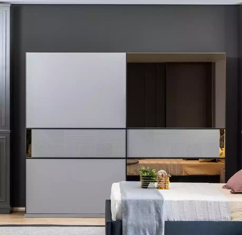 Kleiderschrank Schrank Schlafzimmer Grau Holz Modern Design Garderobenschrank