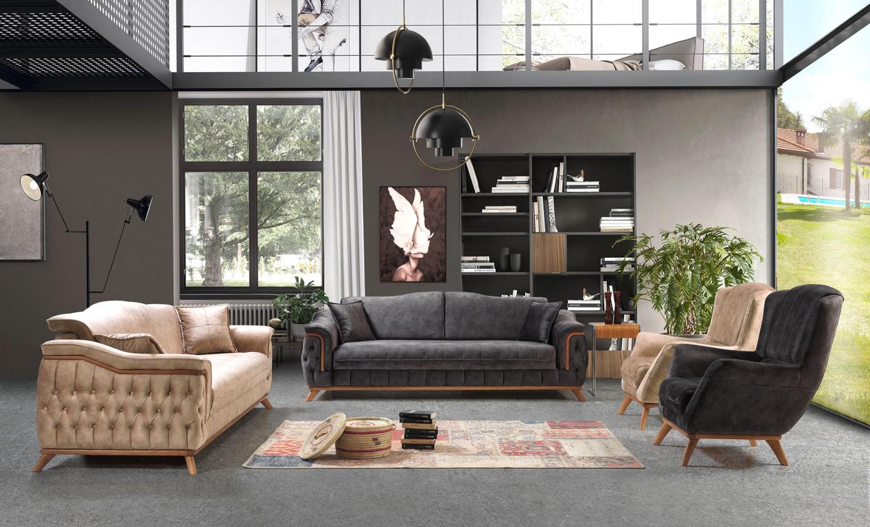 Schlafsofa mit verstellbaren Rückenlehne Couch Sofa Möbel Polster 3 Sitz