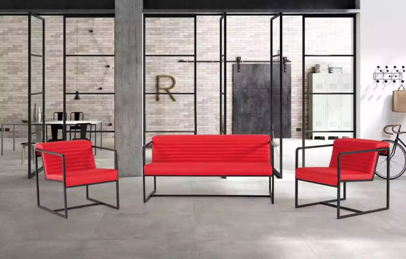 Sitzgarnitur Polstermöbel Zweisitzer Sessel Stoffmöbel Büroeinrichtung 2+1+1