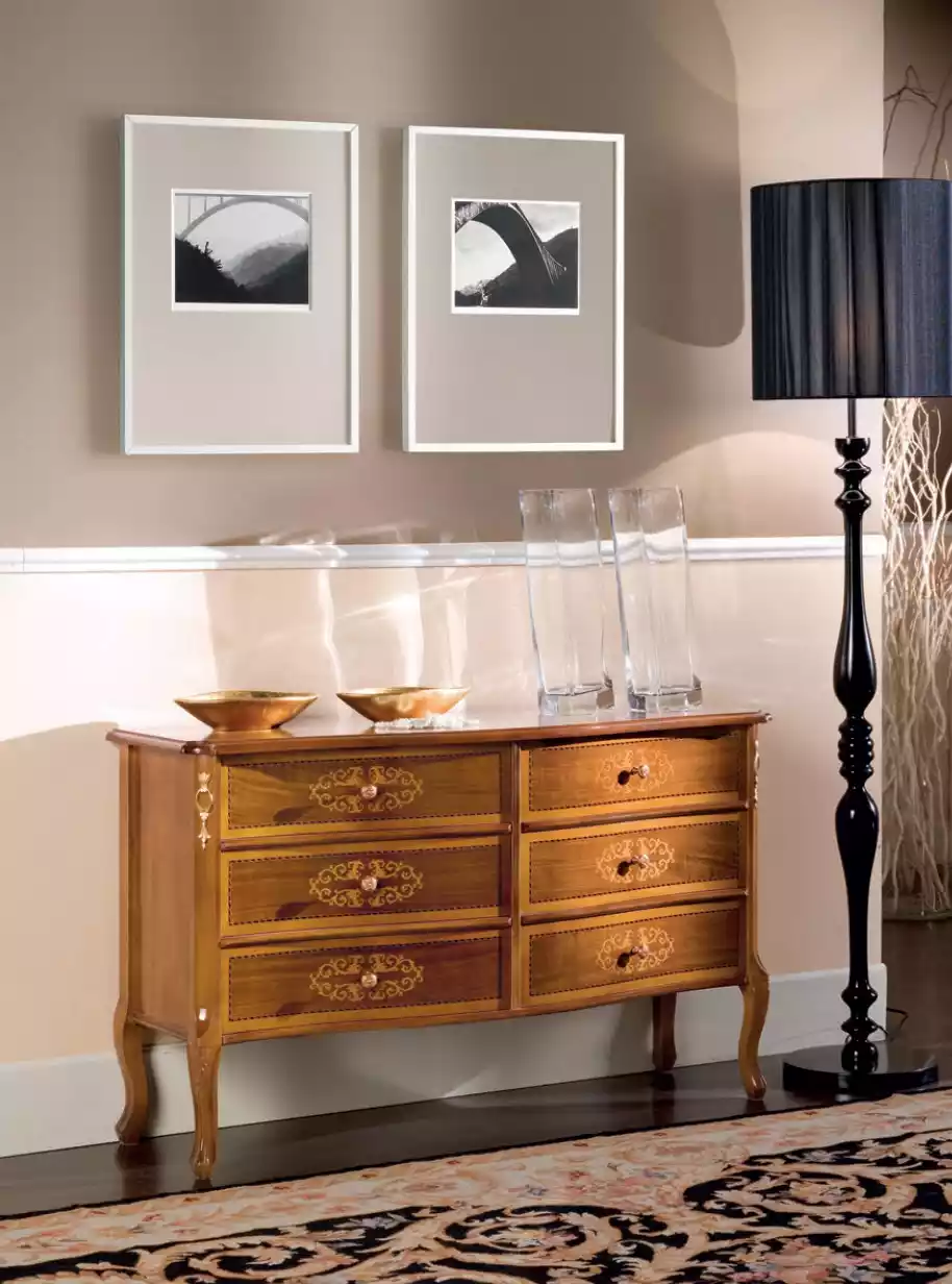 Luxuriöses exklusives Design braune Holzkommode klassische Möbel neu