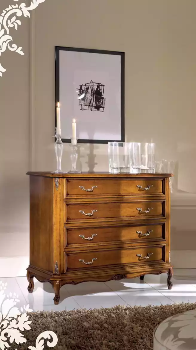 Klassische Kommode 4 Schubladen Luxus Anrichte Holzmöbel Arbeitszimmer