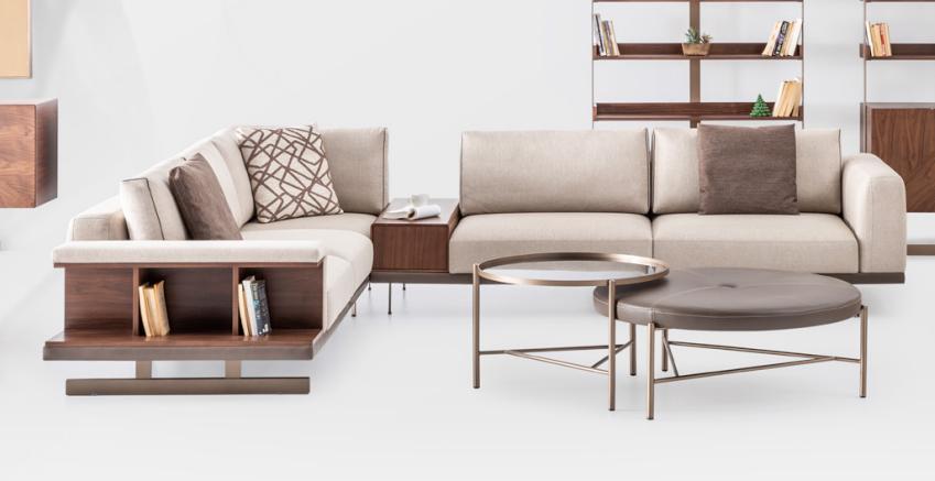 Modernes Beiges Ecksofa Luxus L-Form Couch Stoffsofas Wohnzimmermöbel