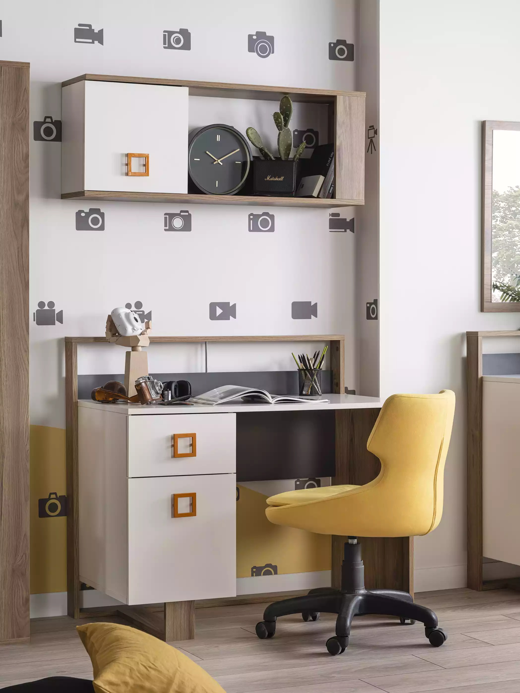 Garnitur Schreibtisch Kinderzimmer Set 2tlg Regal Computer Holz Weiß1