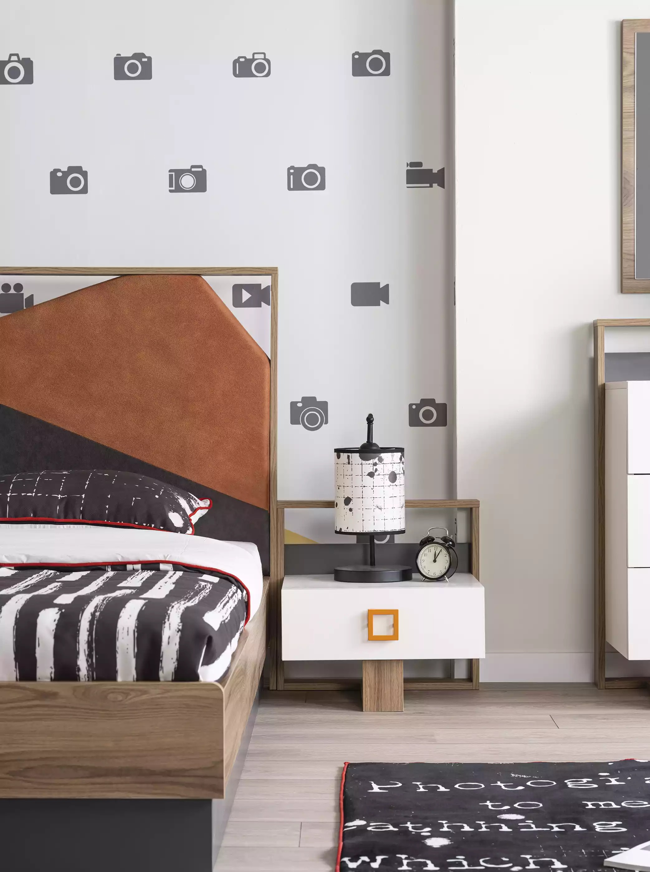 Nachttisch Nachtkonsole Kindernachttisch Kinderzimmer Holz Grau Modern
