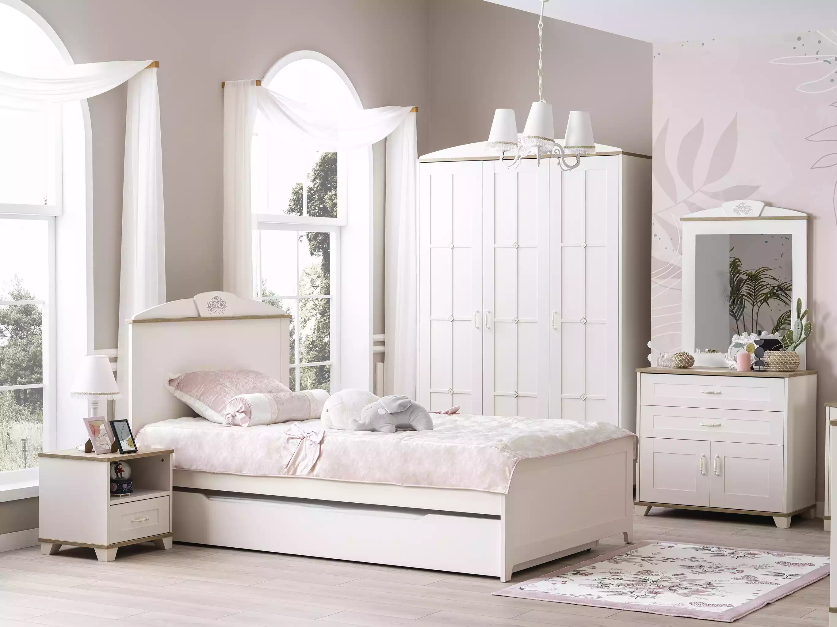 Kinderbett Holzbett Funktionsbett Ausziehbares Bett 100 Holz Weiß