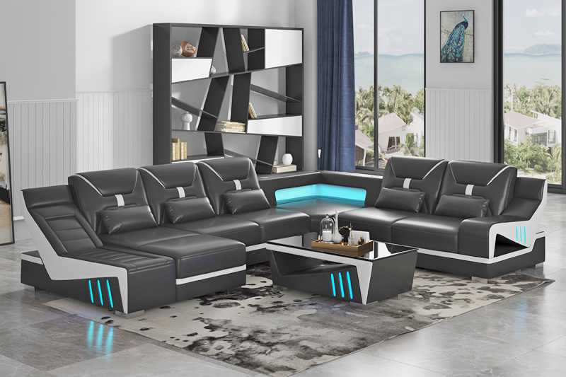 Wohnlandschaft Sofa U Form Ecksofa Designersofa Schwarz Eckgarnitur