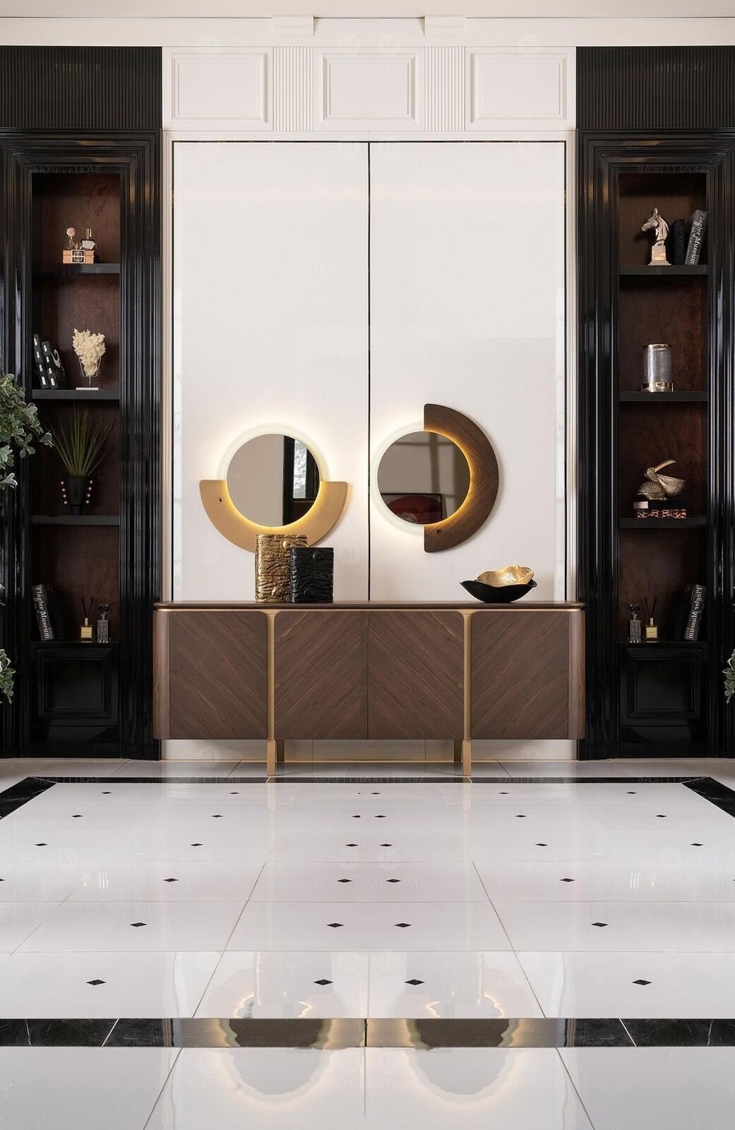 Garnitur Sideboard Spiegel Kommode Set Anrichte Braun Holz Esszimmer