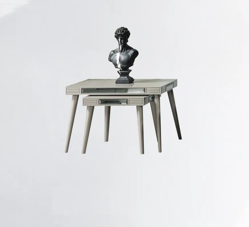 Gruppe Beistelltische 2tlg Kaffeetische Sofatische Silber Wohnzimmer