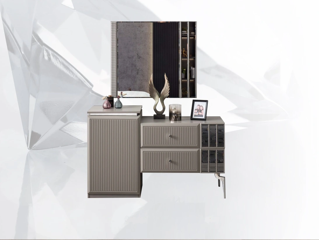 Schminktisch Frisiertisch Konsolentisch Spiegel Holz Grau Schlafzimmer