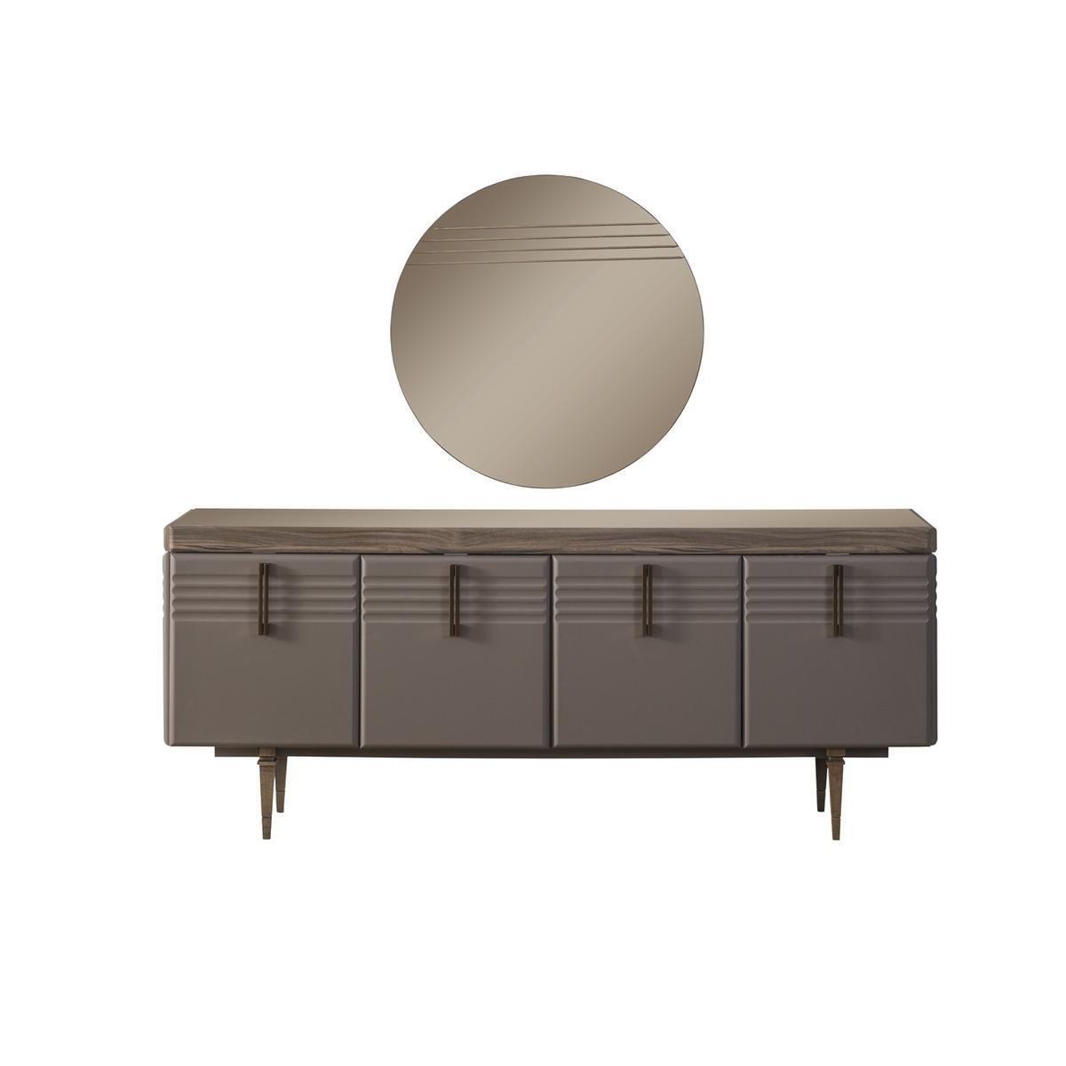 Sideboard Anrichte Grau Schrank Spiegel Kommode Holz Garnitur Kommode