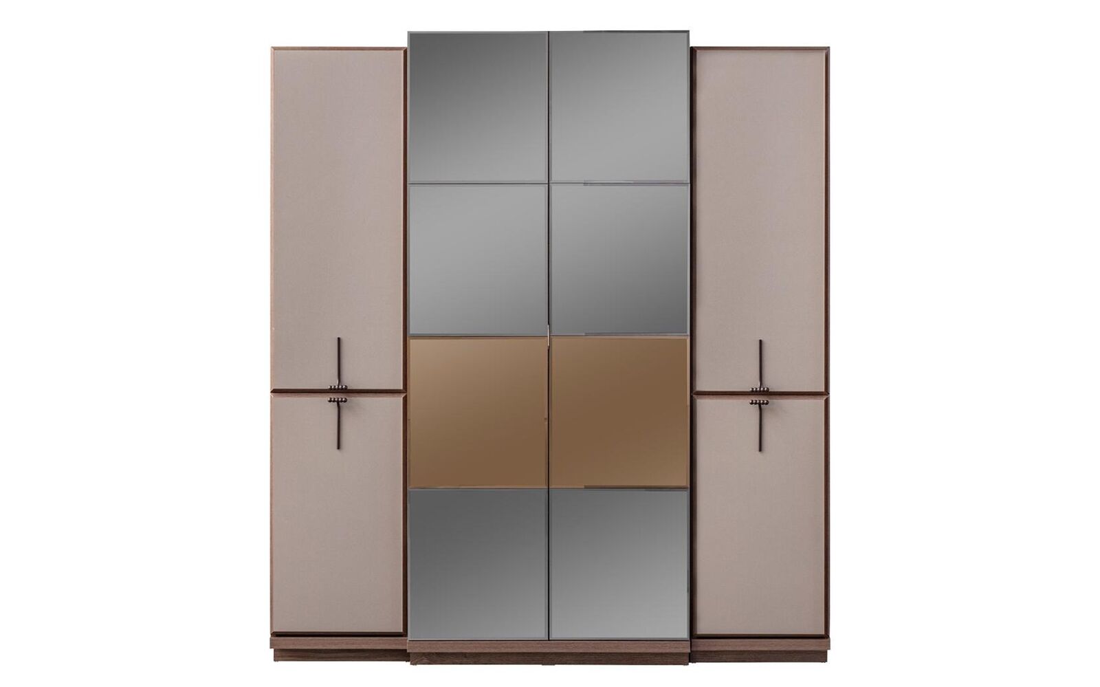 Beiger Schlafzimmerschrank Designer Holz Kleiderschrank Glasschrank Neu