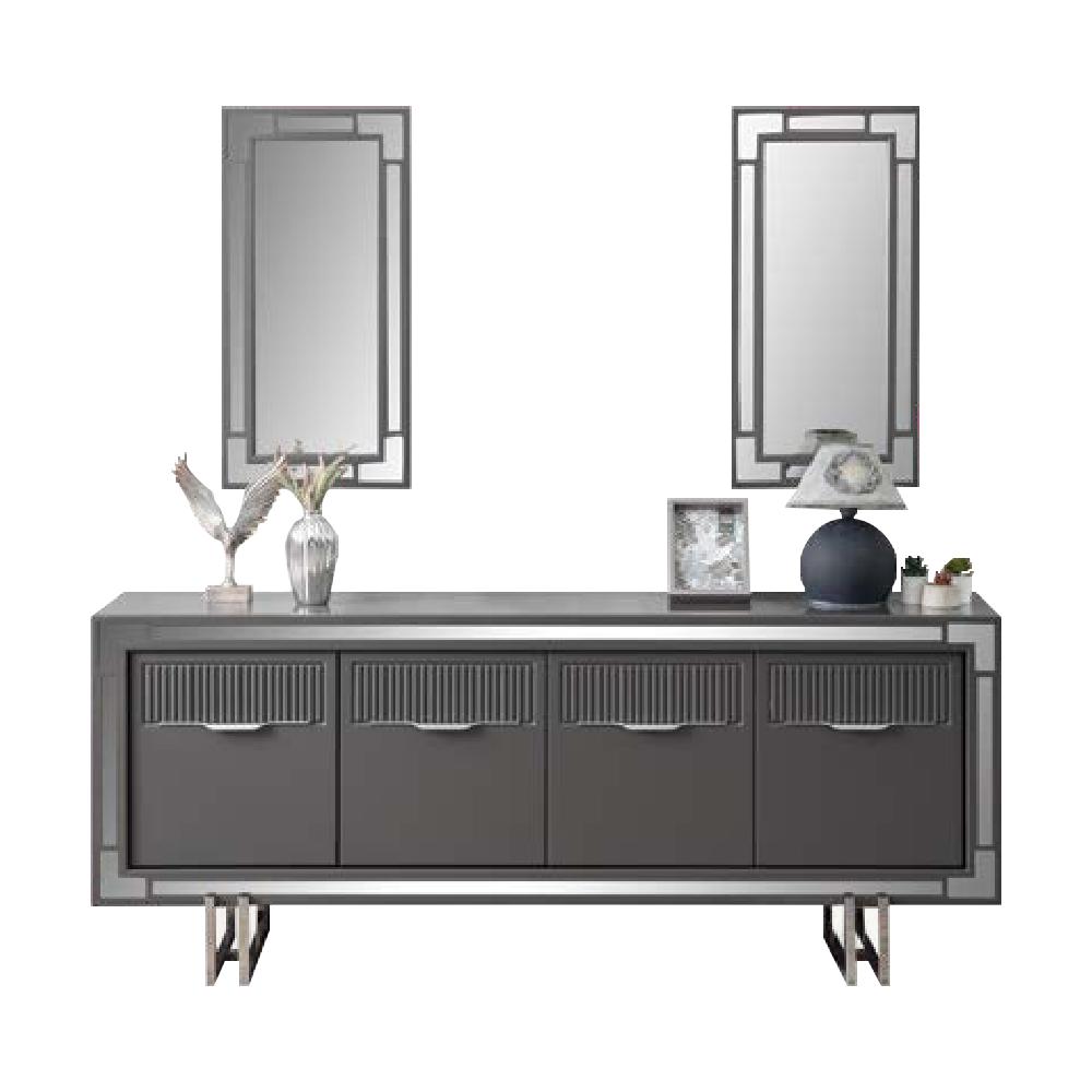 Holzschrank Anrichte Sideboard Grau Schrank Kommode Holz Esszimmer