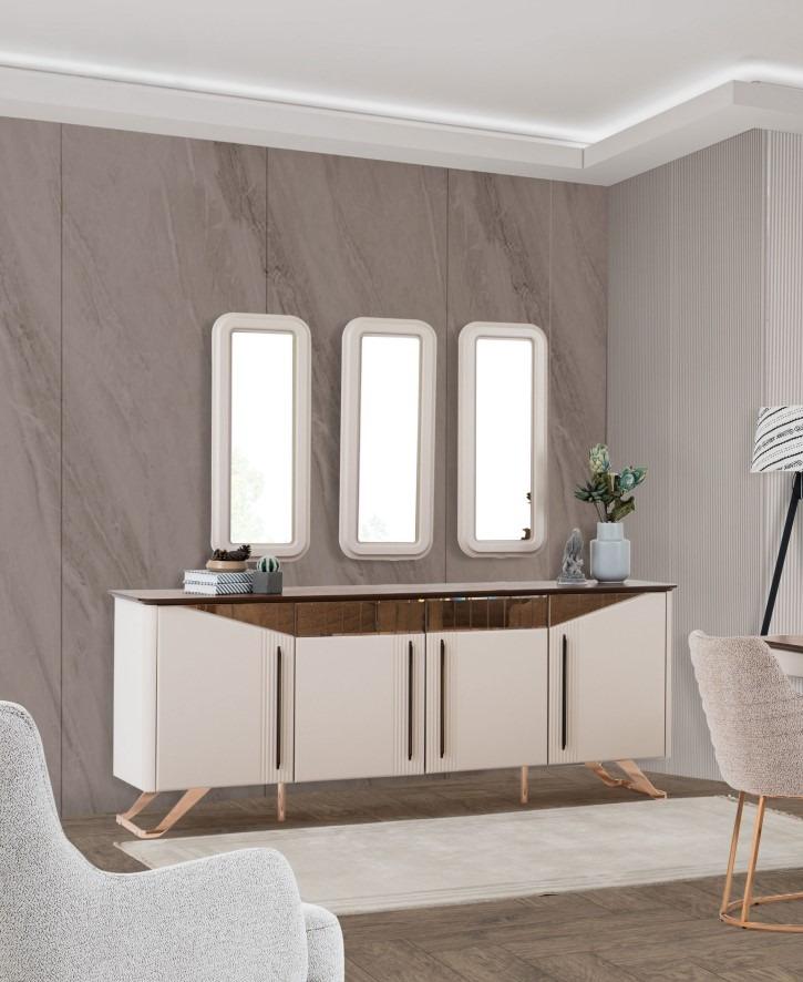 Sideboard Anrichte Kommode Schrank Beige Holz Holzschrank Esszimmer