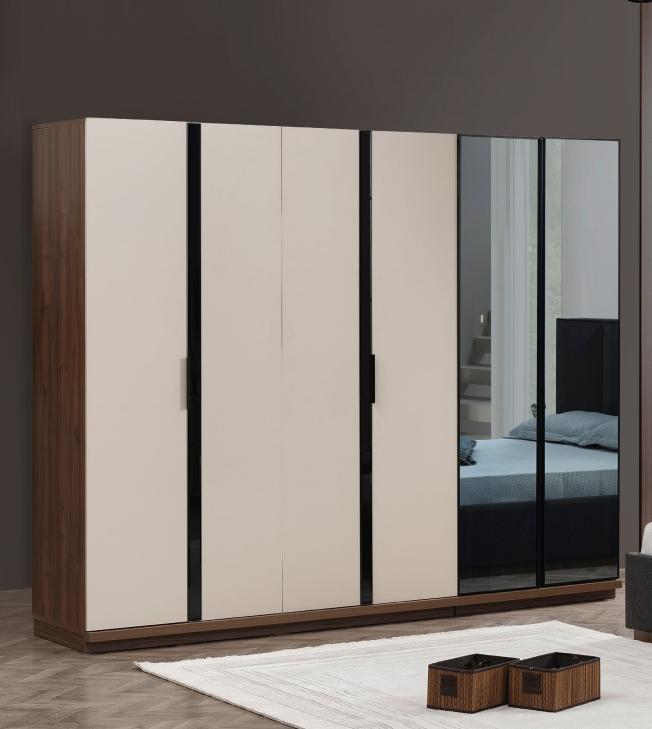 Kleiderschrank Schlafzimmerschrank Holzschrank Holz Beige Modern Groß