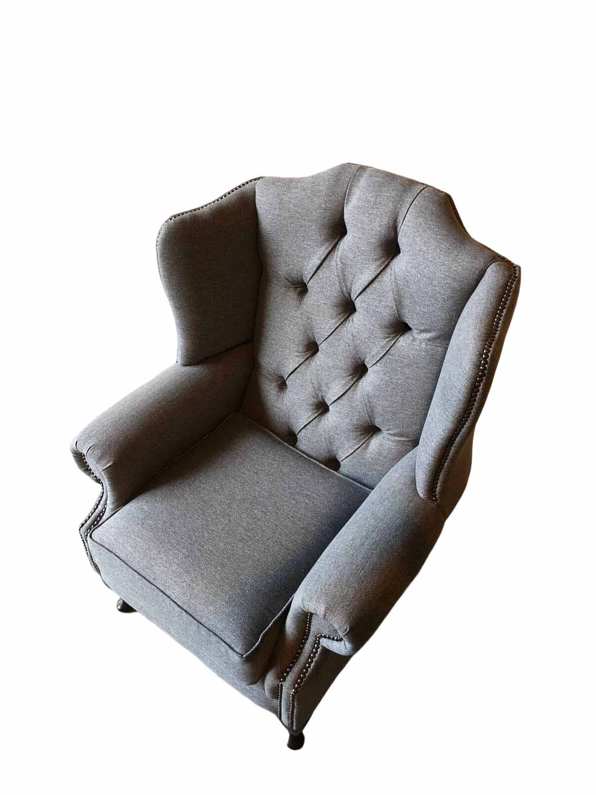 Sessel Ohrensessel Stoff Grau Wohnzimmer Polyester 1 Sitzer Modern