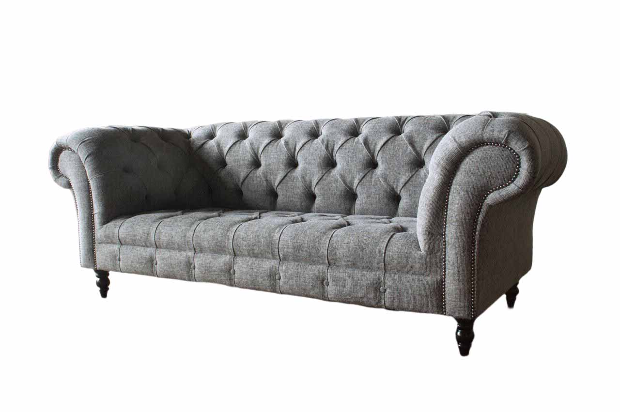 Chesterfield Couch Sofa Polster 3 Sitzer Couchen Sitz Sofas Grau