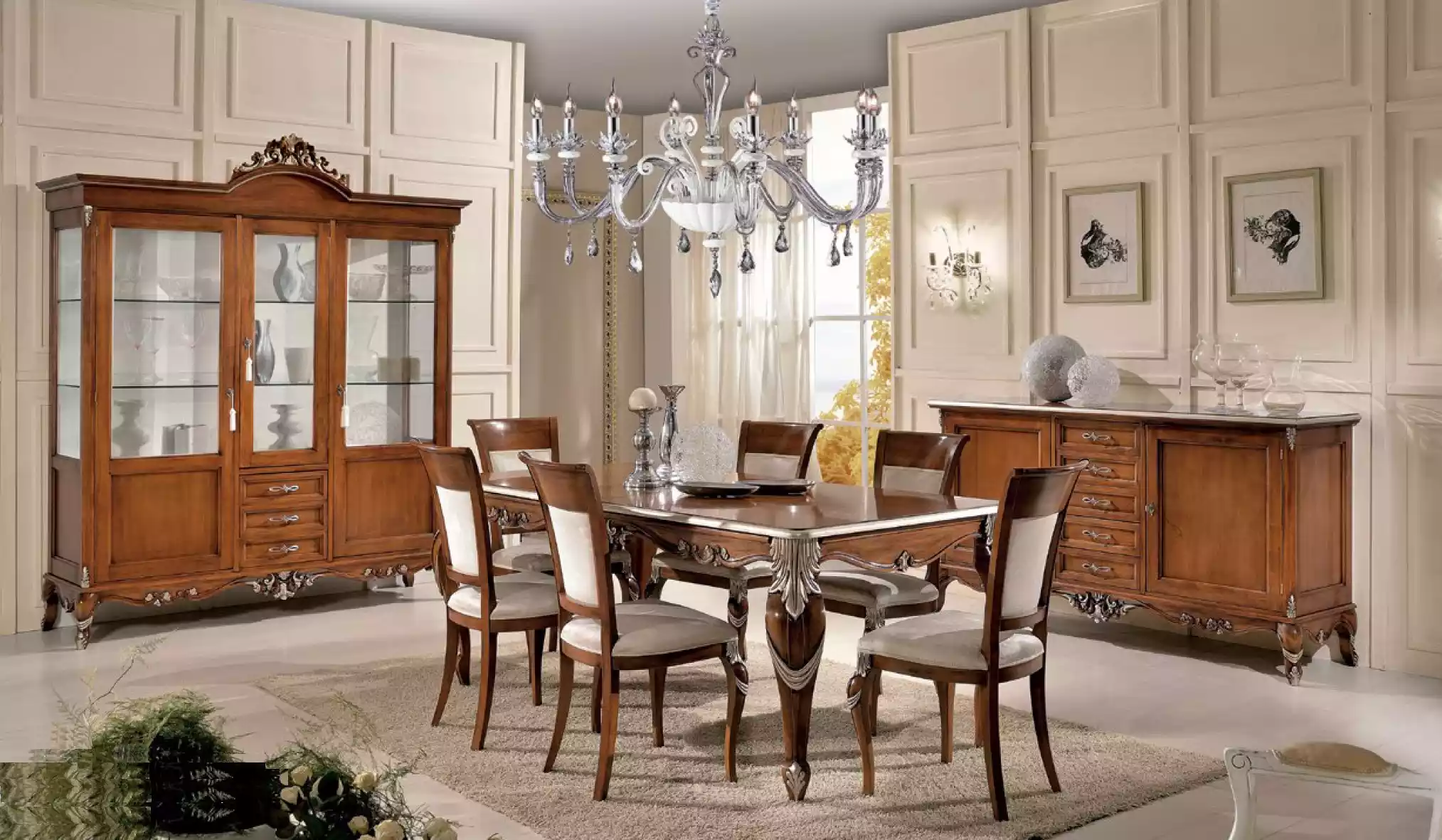 Esstisch 6x Stühle Esszimmer Essgruppe Klassischer Sideboard 9tlg Set