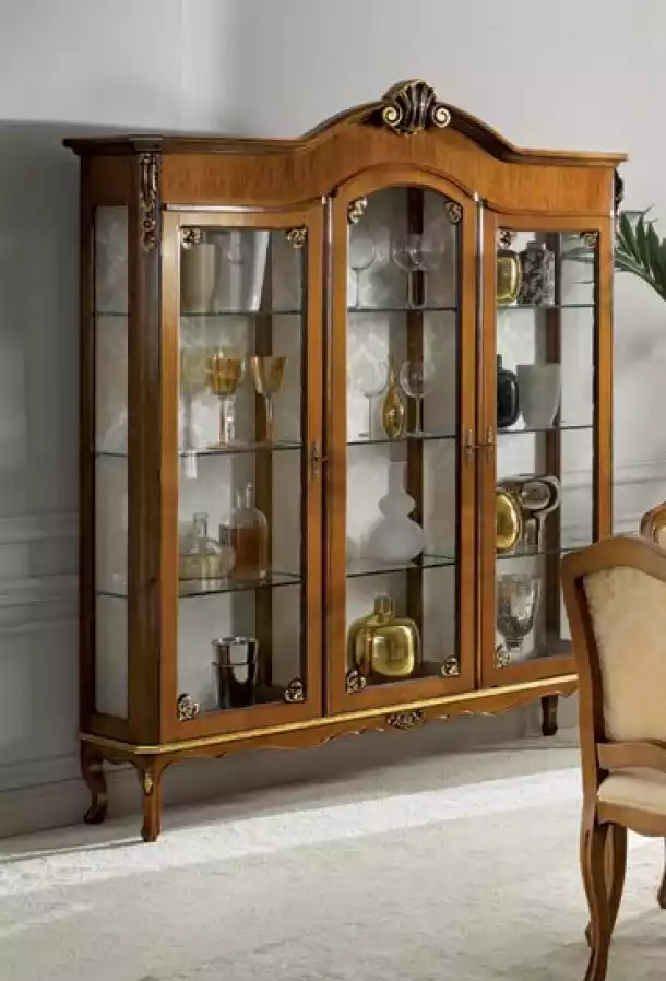 Klassische Vitrine Holz Edler Luxus Glas Schrank Holz Regal Vitrinen