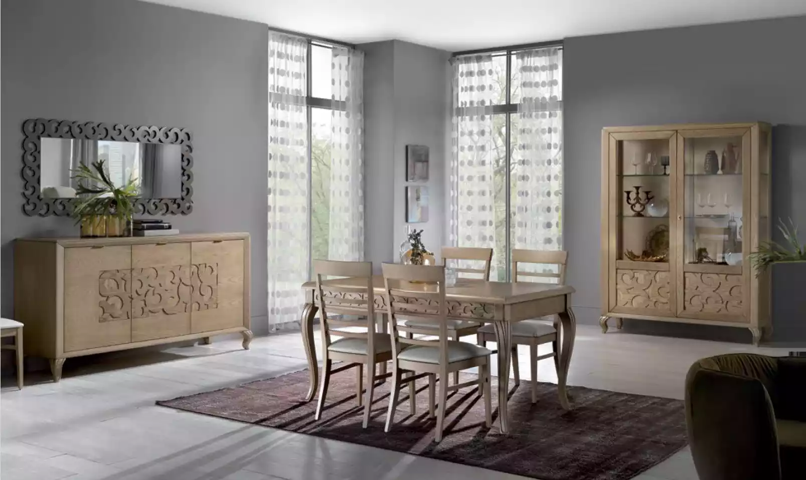 Design Esszimmer Set Esstisch 8tlg Holz Möbel Sideboard 4x Stühle Neu