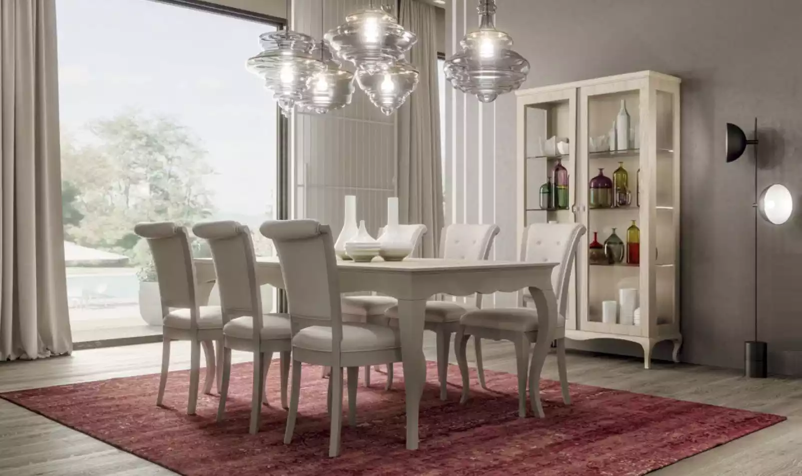 Esstisch 6x Stühle Vitrine 8tlg. Esszimmer Gruppe Garnitur Sitzgruppe
