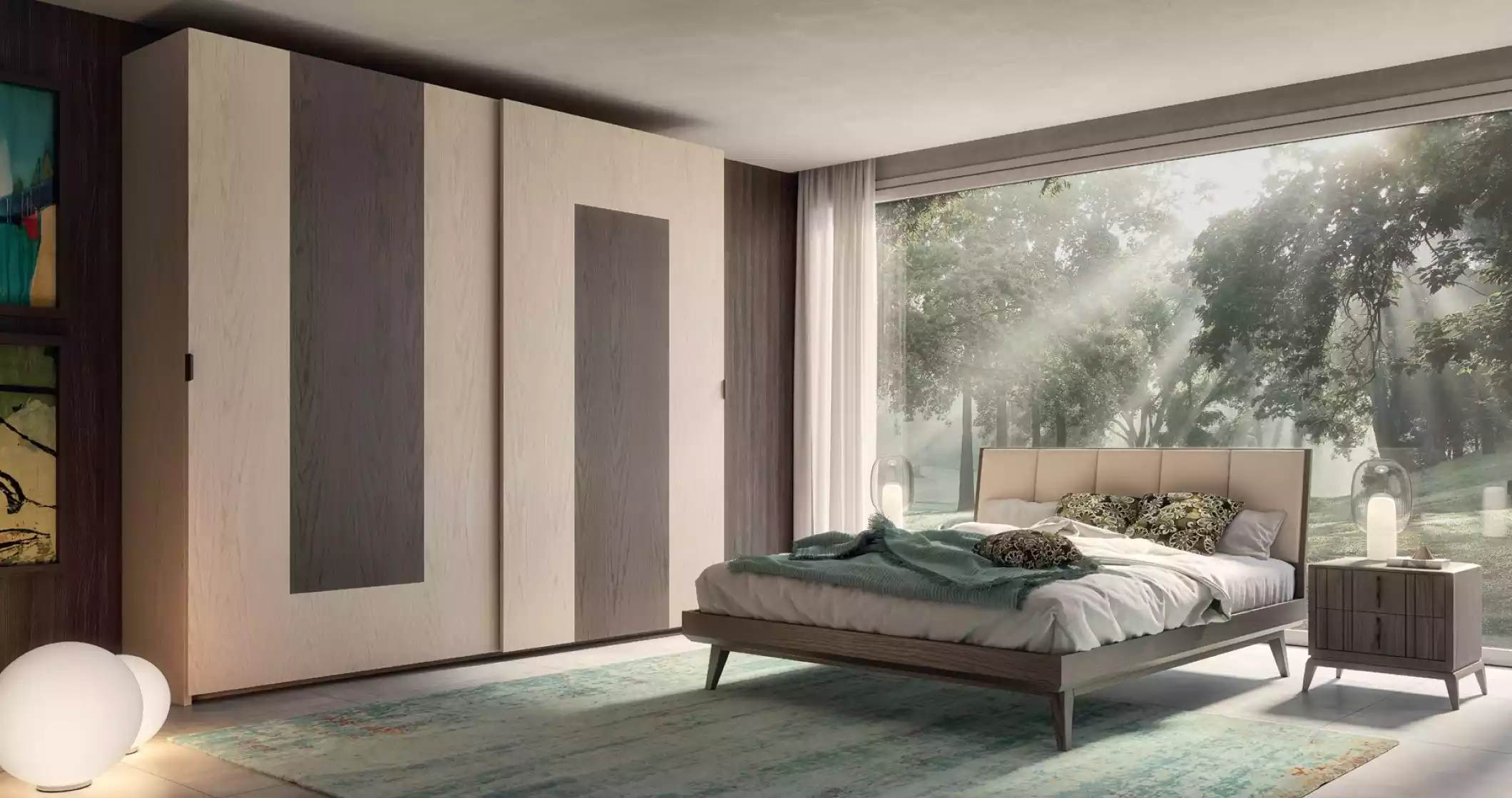 Schlafzimmer Set Bett 2x Nachttische Kleiderschrank Design Luxus 4tlg