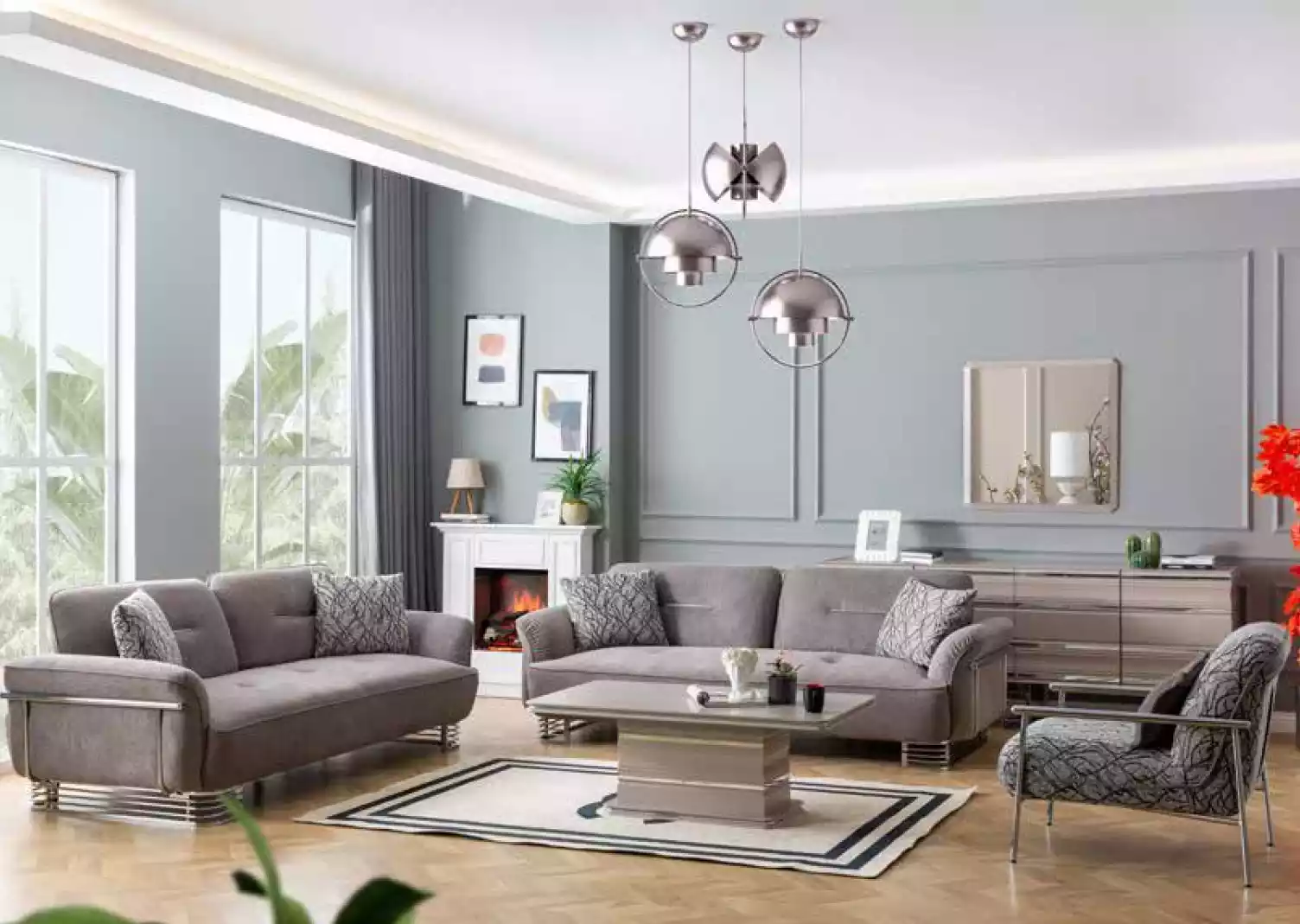 Sofagarnitur 3+3+1 Sitzer Wohnzimmer Set Modern Set Neu Luxus Möbel