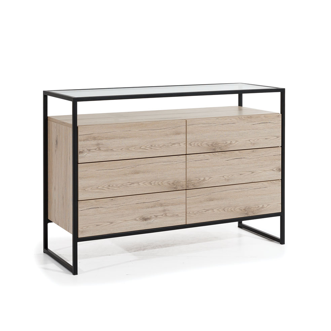 Braune Schlafzimmer Kommode 3-Schubladen Moderne Holz Anrichte Möbel