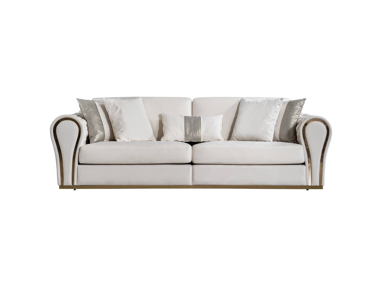Weißer Dreisitzer Designer Polstersofa Luxus 3-Sitzer Textil Sitzmöbel
